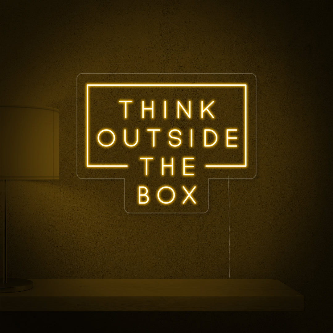 ”Think Outside The Box“ Enseigne Lumineuse en Néon