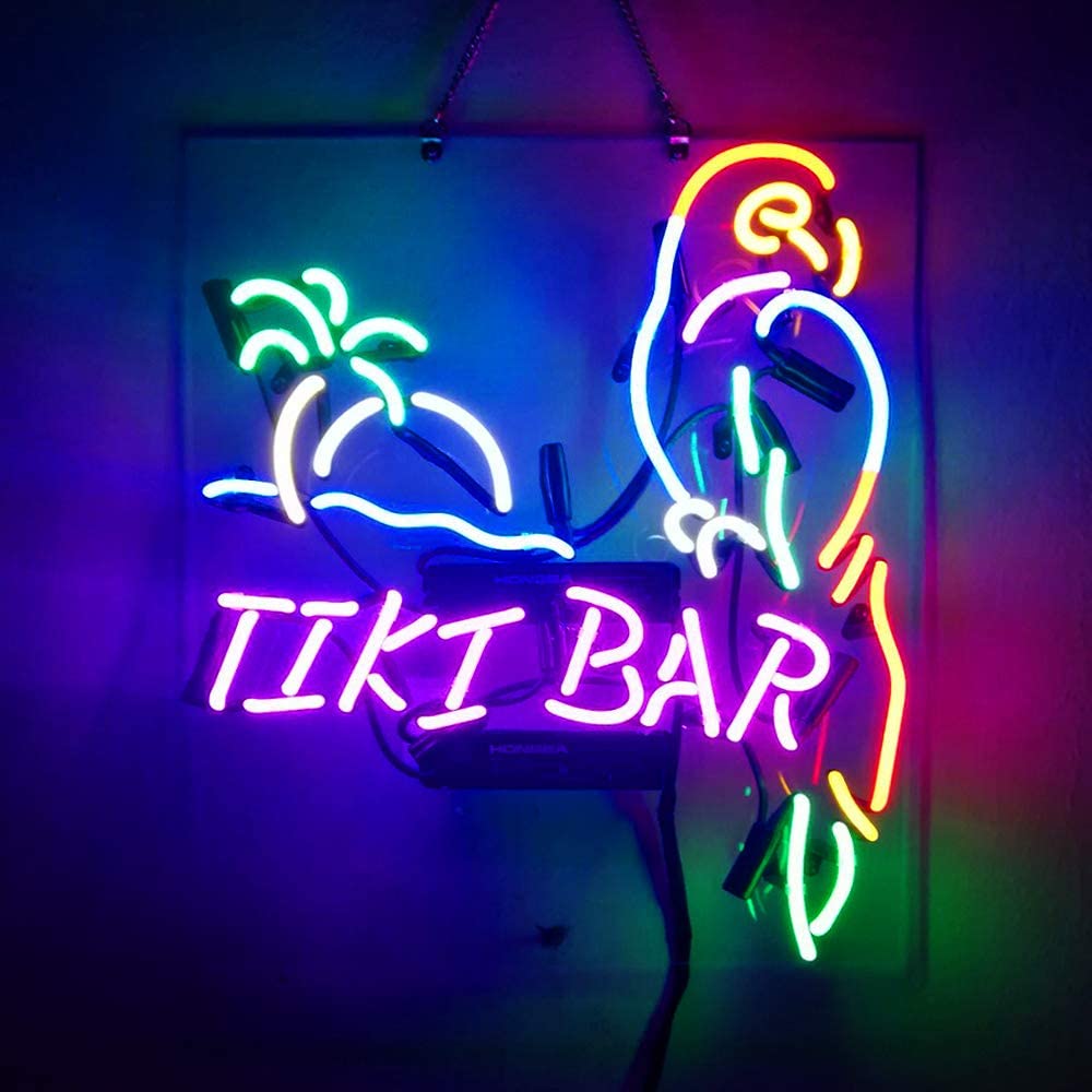 "Tiki Bar With Parrot" Enseigne Lumineuse en Néon