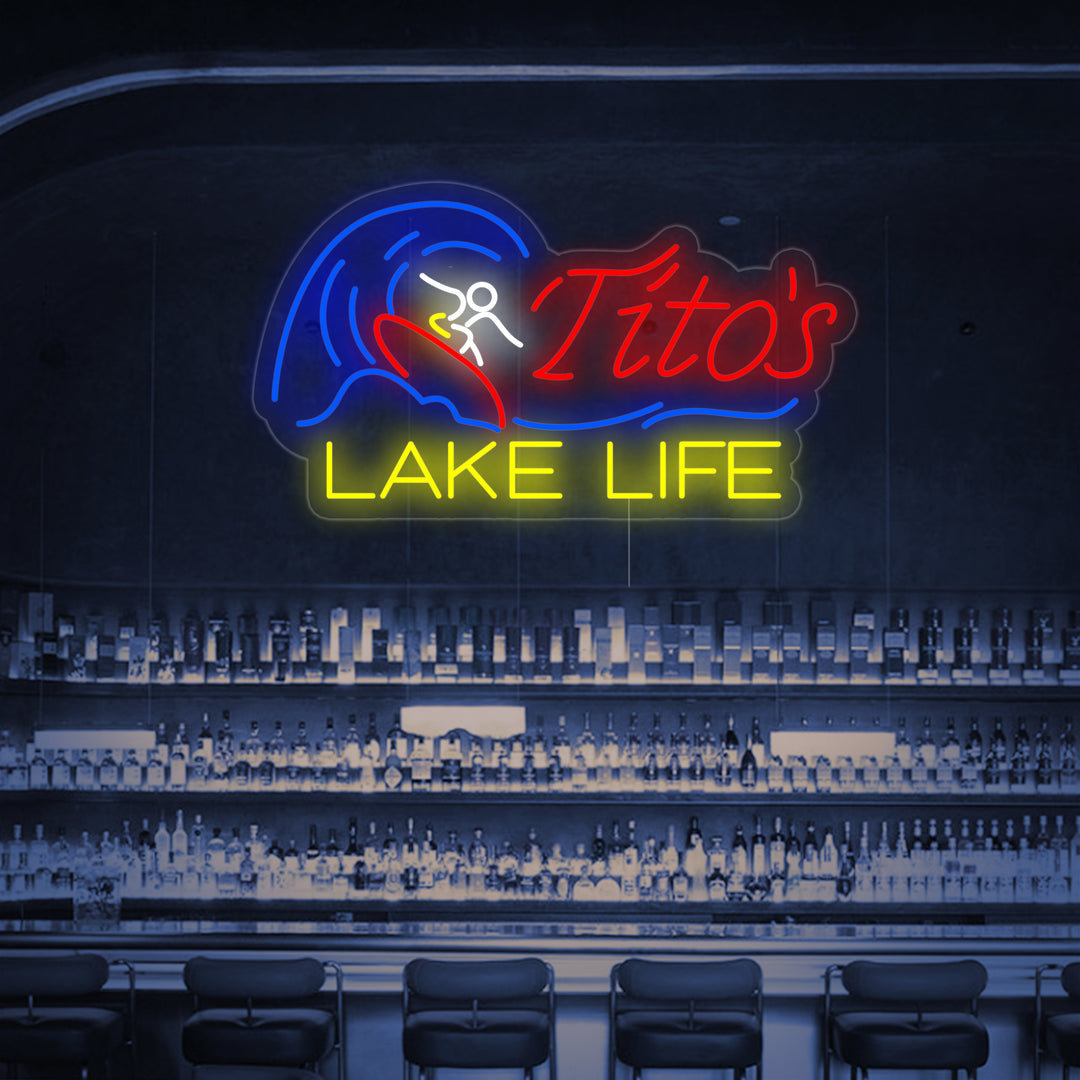 "Bar À Bière Titos Lake Life" Enseigne Lumineuse en Néon