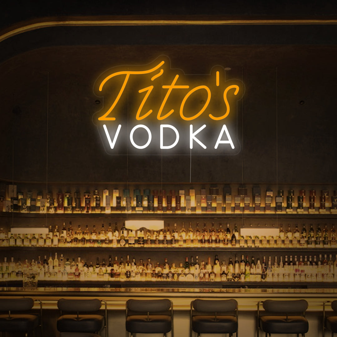 "Bar À Bière Titos Vodka Vintage" Enseigne Lumineuse en Néon