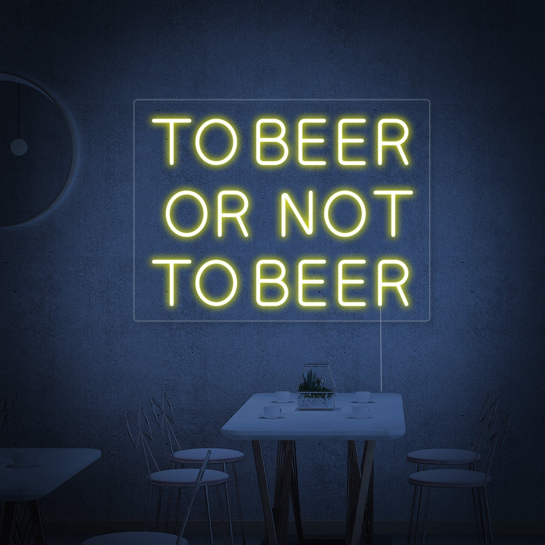 "Bar À Bière, To Beer Or Not To Beer" Enseigne Lumineuse en Néon