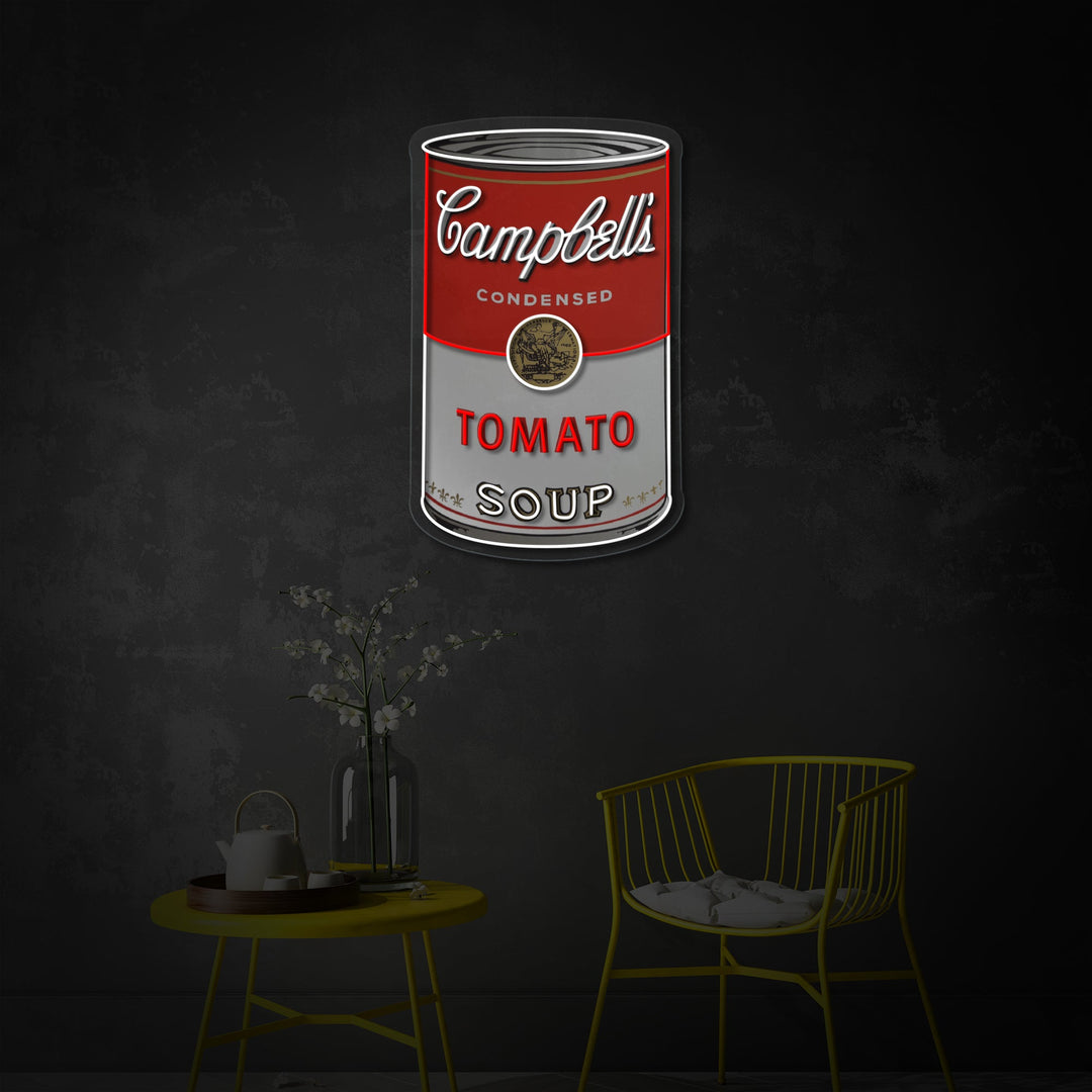 "Soup tomate peut, pop art" Enseigne néon LED imprimée UV