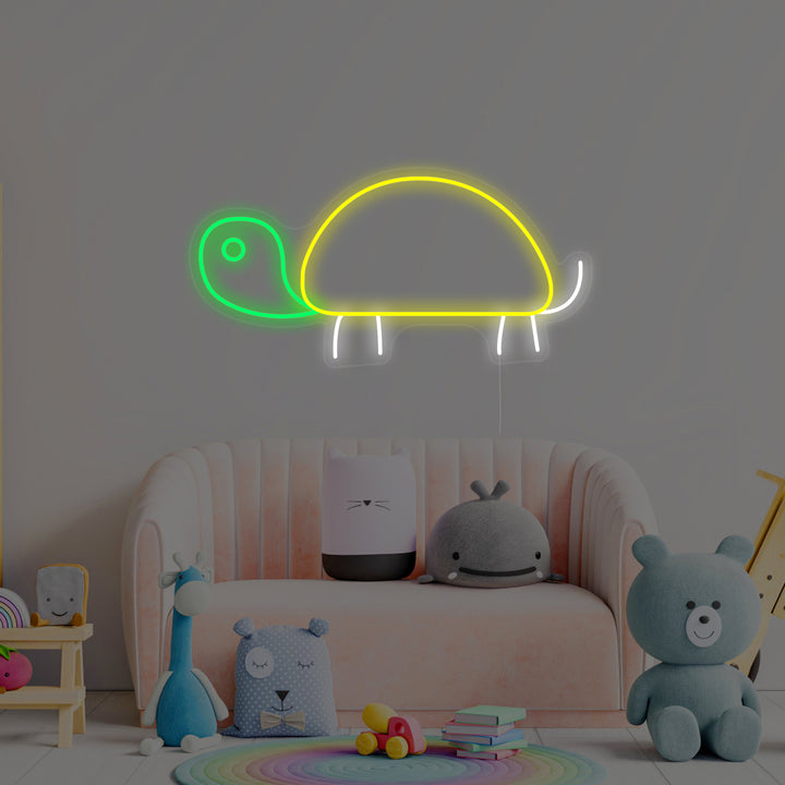 "Tortue, Décoration De Chambre D'Enfant" Enseigne Lumineuse en Néon