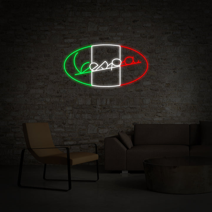 "Logo Vespa Moto Italienne" Enseigne Lumineuse en Néon