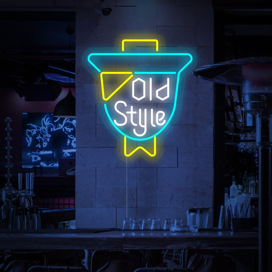 "Bar À Bière Old Style Vintage" Enseigne Lumineuse en Néon