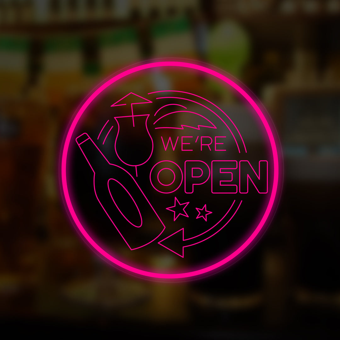 Enseigne Lumineuse Miniaturisée "We Are Open" Pub, Bar