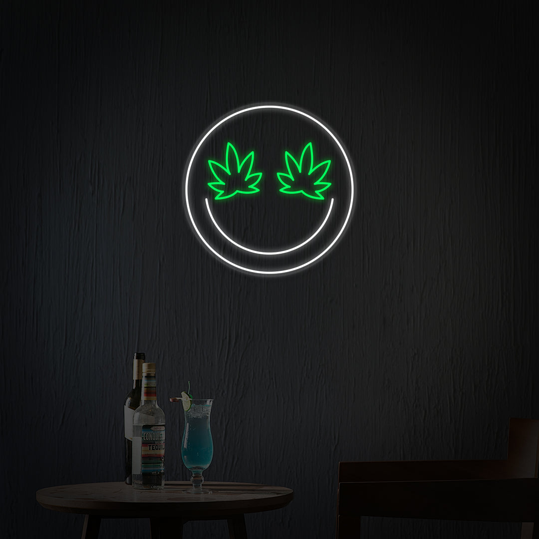 "Marijuana Cannabis Emoji" Enseigne Lumineuse en Néon