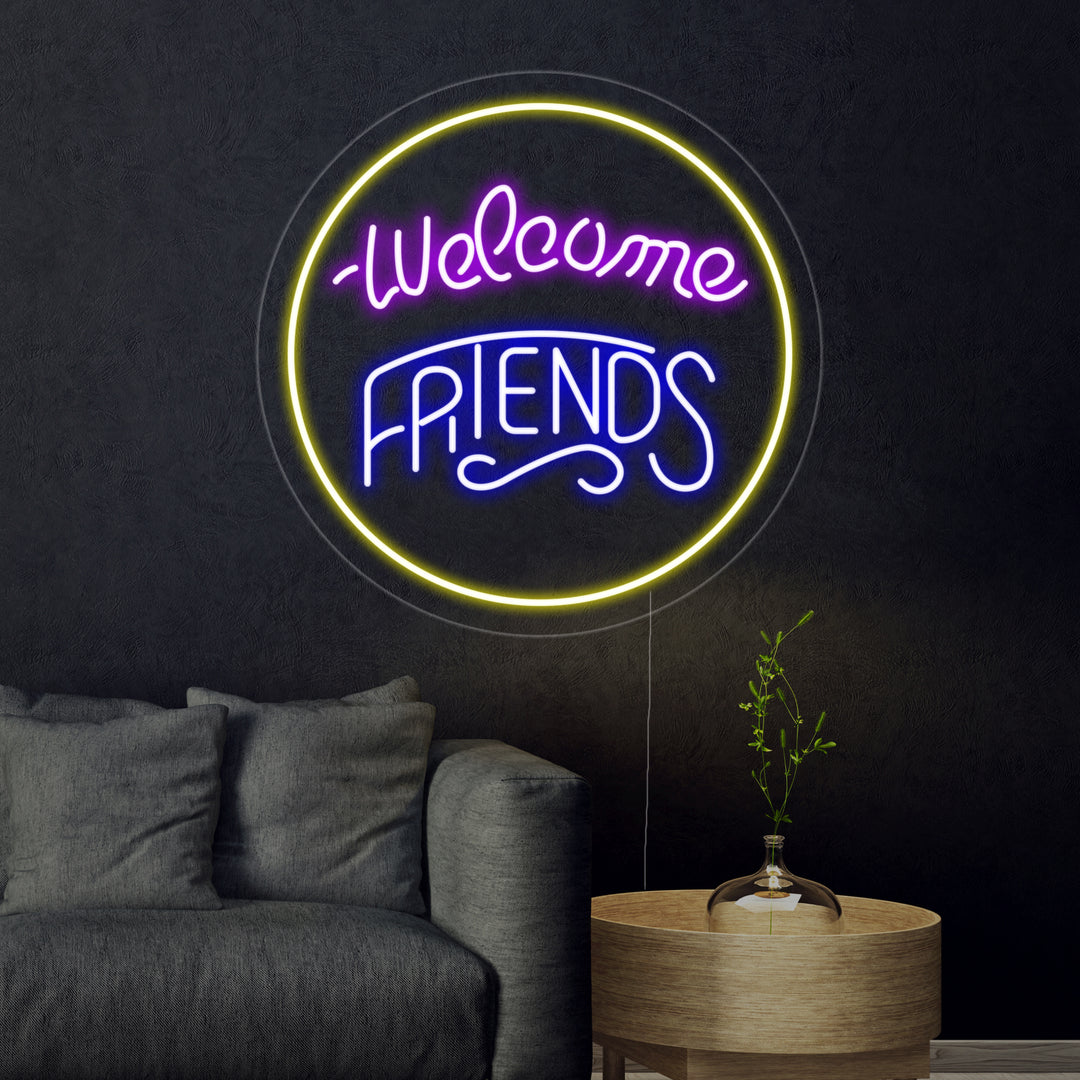 "Welcome Friends" Enseigne Lumineuse en Néon