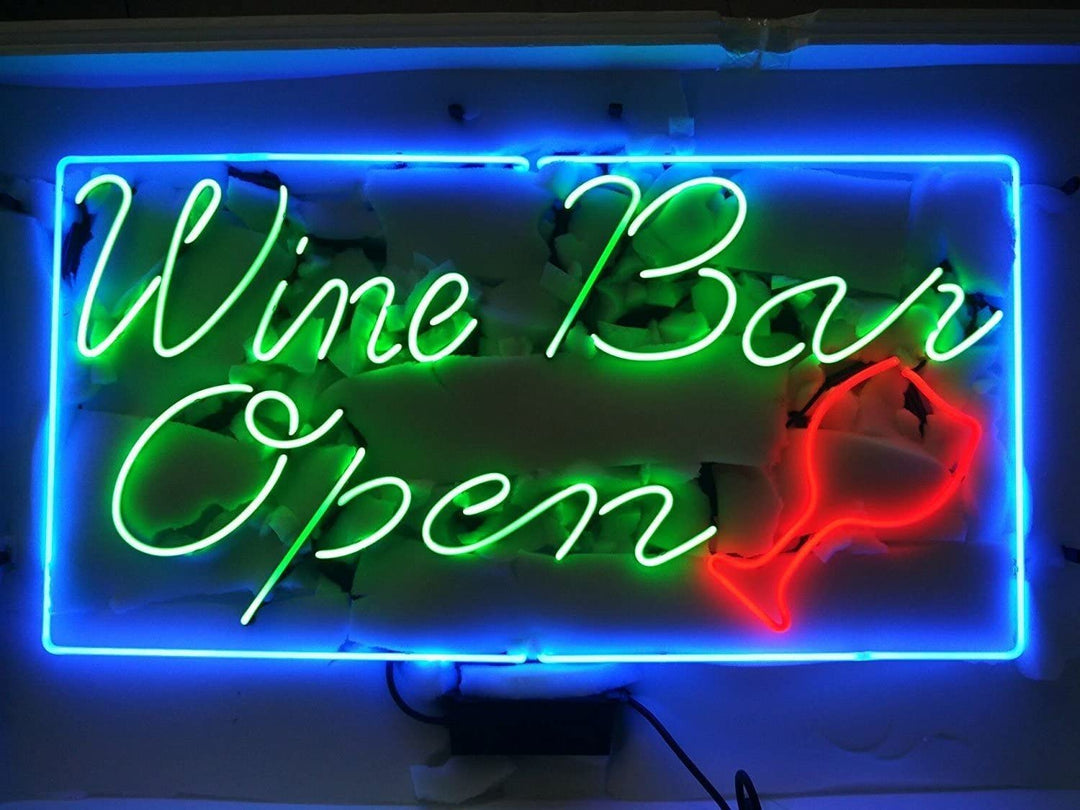 "Wine Bar Open" Enseigne Lumineuse en Néon