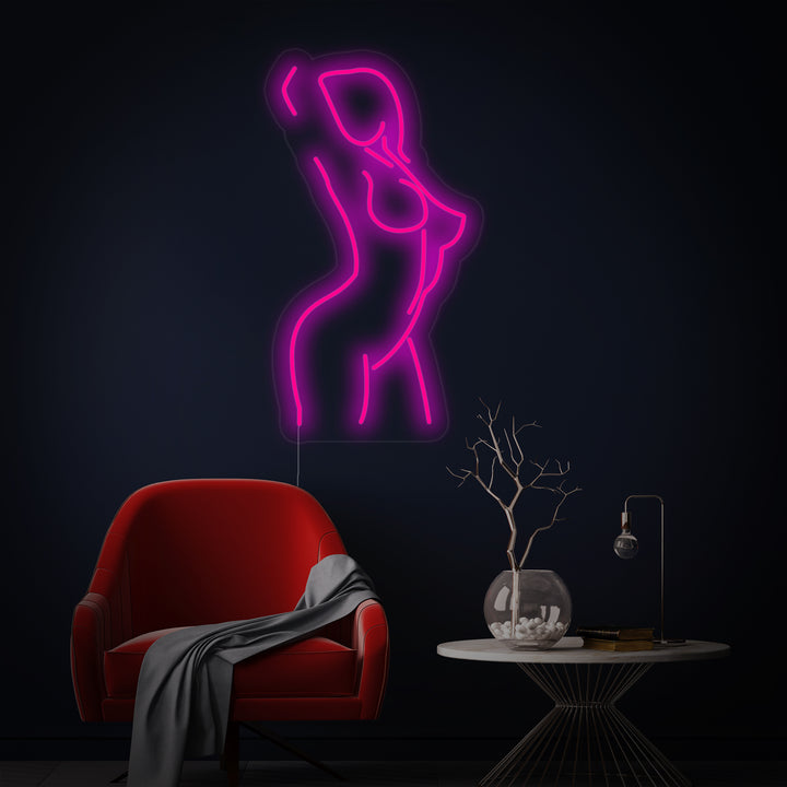 "Femme Dos Fille Corps" Enseigne Lumineuse en Néon