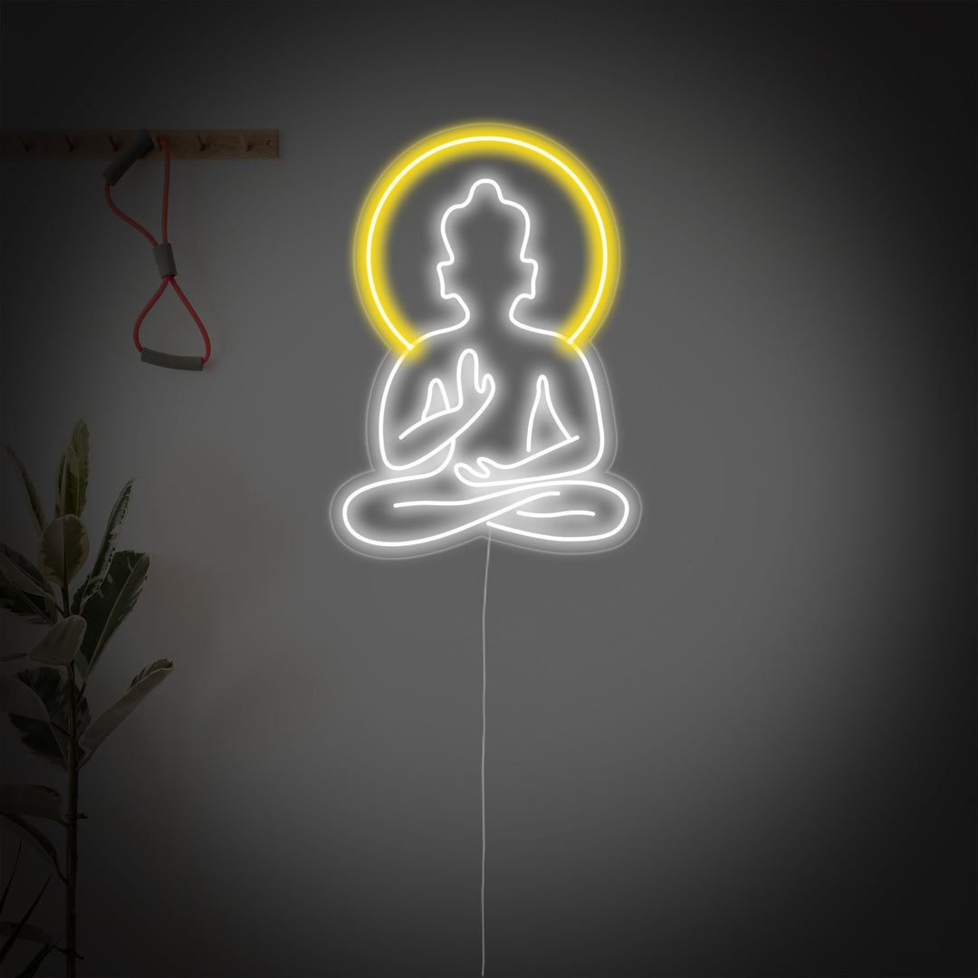"Yoga Buddha, Art Mural Yoga, Décoration Yoga" Enseigne Lumineuse en Néon