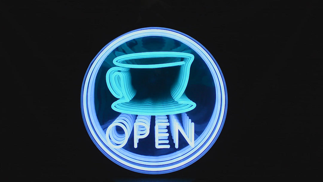 "Café Open" Enseigne Néon LED 3D Infini