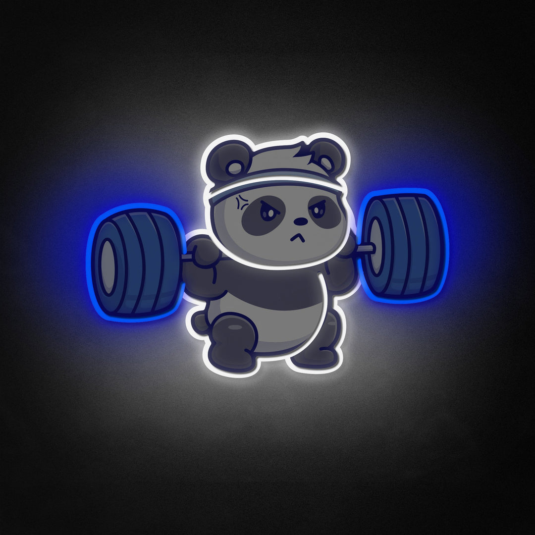 "Barbell de levage de panda mignon, salle de gym, fitness" Neon Like