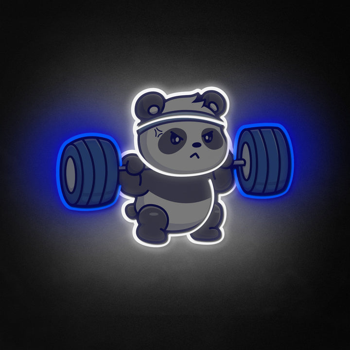 "Barbell de levage de panda mignon, salle de gym, fitness" Neon Like